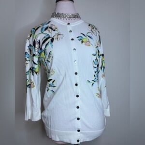 Carmen Mark Valvo Floral Button-Up Women's cardigan in size large